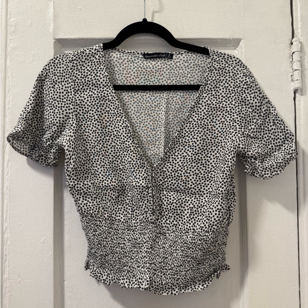 Abercrombie & Fitch Floral Puff Sleeve Crop Blouse